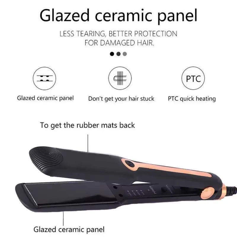 Professional Ceramic Hair Straightener, Negative Ion Wide Plate, Adjustable Temperature Hair Straightening Clip