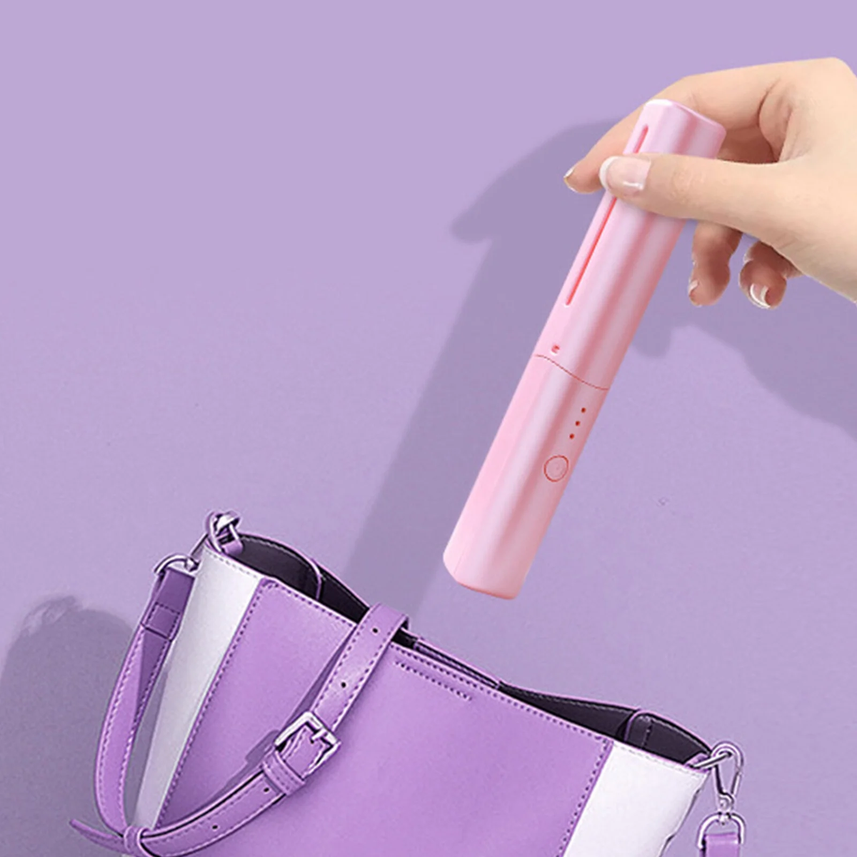 Rechargeable Mini Hair Straightener,Cordless Hair Straightener Brush, Portable Straightening Brush with Negative Ion,Hot Comb Hair Straightener for Women, Lightweight & Mini for Travel (Pink)