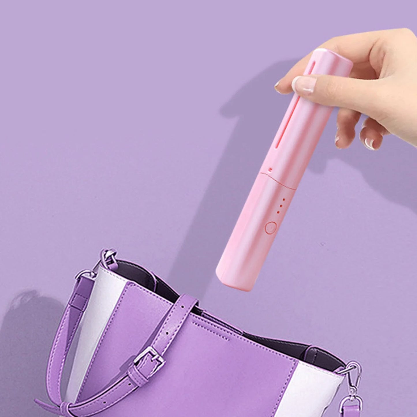 Rechargeable Mini Hair Straightener,Cordless Hair Straightener Brush, Portable Straightening Brush with Negative Ion,Hot Comb Hair Straightener for Women, Lightweight & Mini for Travel (Pink)