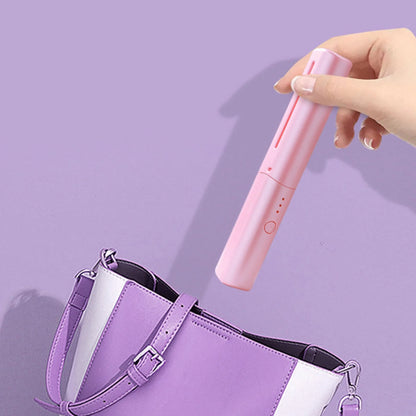 Rechargeable Mini Hair Straightener,Cordless Hair Straightener Brush, Portable Straightening Brush with Negative Ion,Hot Comb Hair Straightener for Women, Lightweight & Mini for Travel (Pink)