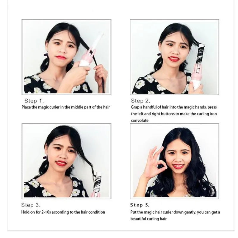 Vivid&Vogue 28Mm Magic Curler Set Pink Automatic Curler Lazy Curler with Free Hair Clip Comb (VAV-022B Authentic)