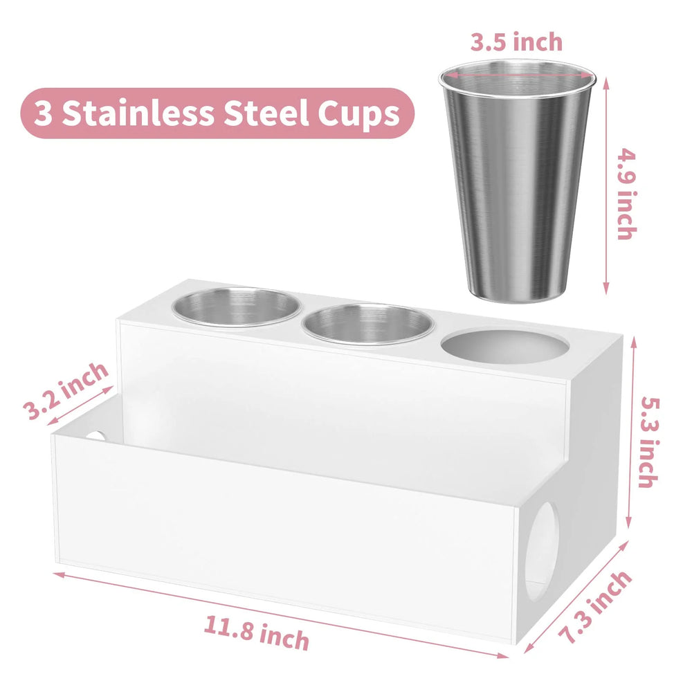 Hair Tool Organizer, Acrylic Hair Blow Dryer Curling Tool Holder, Bathroom Countertop Vanity Organizers and Storage Stand for Accessories, Makeup, Toiletries, White