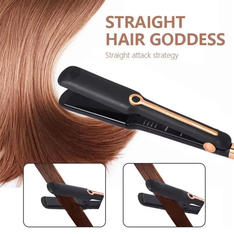 Professional Ceramic Hair Straightener, Negative Ion Wide Plate, Adjustable Temperature Hair Straightening Clip