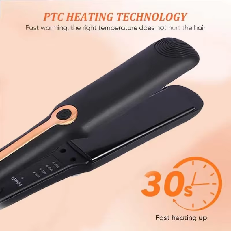 Professional Ceramic Hair Straightener, Negative Ion Wide Plate, Adjustable Temperature Hair Straightening Clip