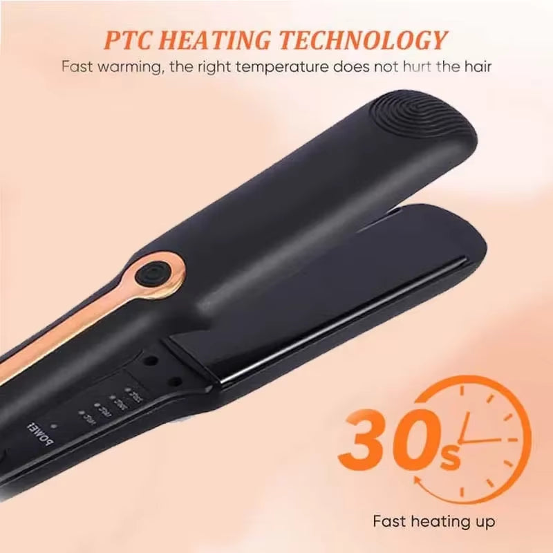Professional Ceramic Hair Straightener, Negative Ion Wide Plate, Adjustable Temperature Hair Straightening Clip