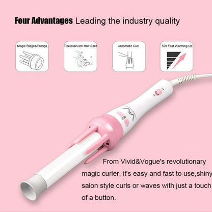Vivid&Vogue 28Mm Magic Curler Set Pink Automatic Curler Lazy Curler with Free Hair Clip Comb (VAV-022B Authentic)