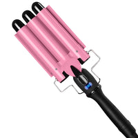 3 Barrel Curling Iron Wand,  1" Ceramic Triple Barrels Hair Crimper with LCD Display, Gift for Mother'S Day, Pink