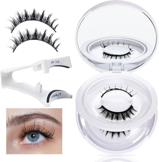 2 Pairs Magnetic Eyelashes, Reusable Natural Look Lashes Kit, No Glue Needed & Durable, Easy to Wear and Remove Magnetic Eyelashes with Applicator(08 Natural)