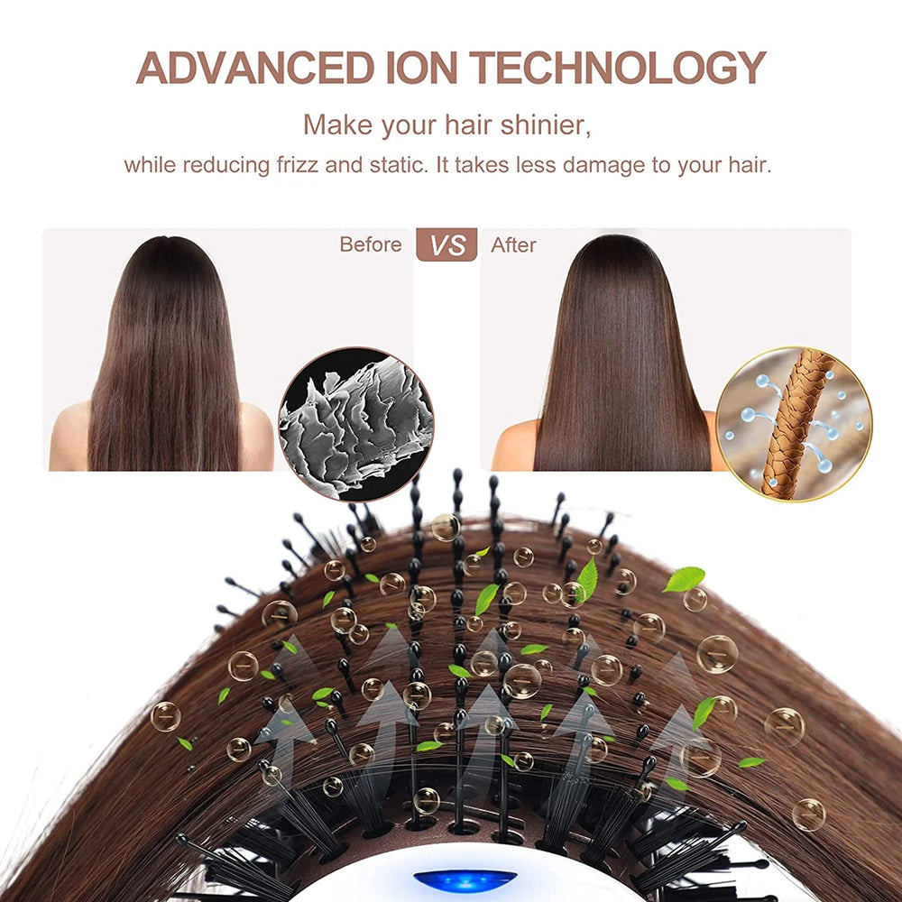 Hair Dryer Brush Blow Dryer in One,  Oval Hot Air Brush with Negative Ion&1100W, White