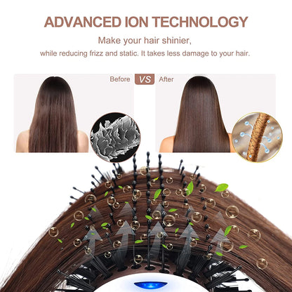 Hair Dryer Brush Blow Dryer in One,  Oval Hot Air Brush with Negative Ion&1100W, White