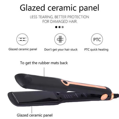 Professional Ceramic Hair Straightener, Negative Ion Wide Plate, Adjustable Temperature Hair Straightening Clip