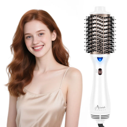 Hair Dryer Brush Blow Dryer in One,  Oval Hot Air Brush with Negative Ion&1100W, White