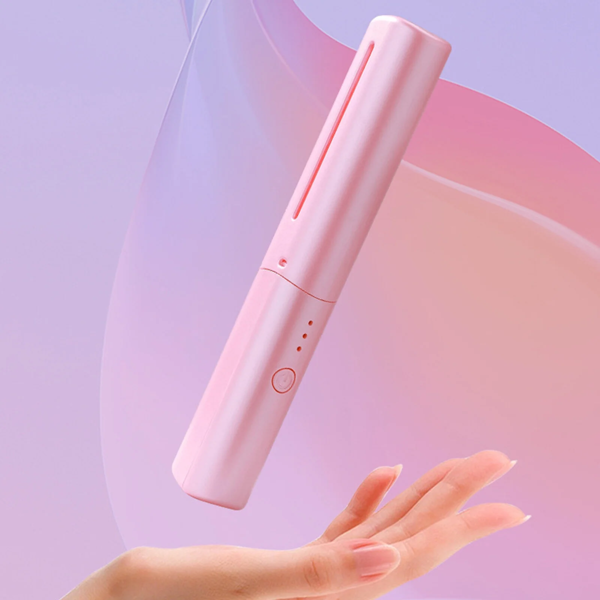 Rechargeable Mini Hair Straightener,Cordless Hair Straightener Brush, Portable Straightening Brush with Negative Ion,Hot Comb Hair Straightener for Women, Lightweight & Mini for Travel (Pink)