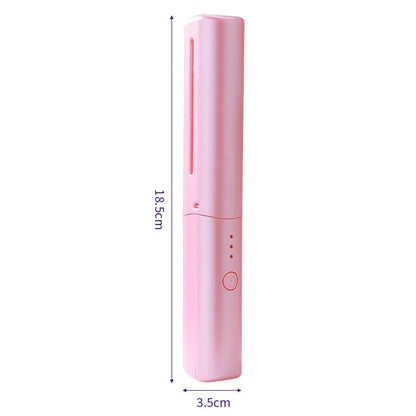 Rechargeable Mini Hair Straightener,Cordless Hair Straightener Brush, Portable Straightening Brush with Negative Ion,Hot Comb Hair Straightener for Women, Lightweight & Mini for Travel (Pink)